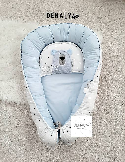 Baby Nest with pillow / Pure Bear / baby blue