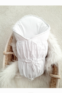 Swaddle MADEIRA white with  cotoon lace